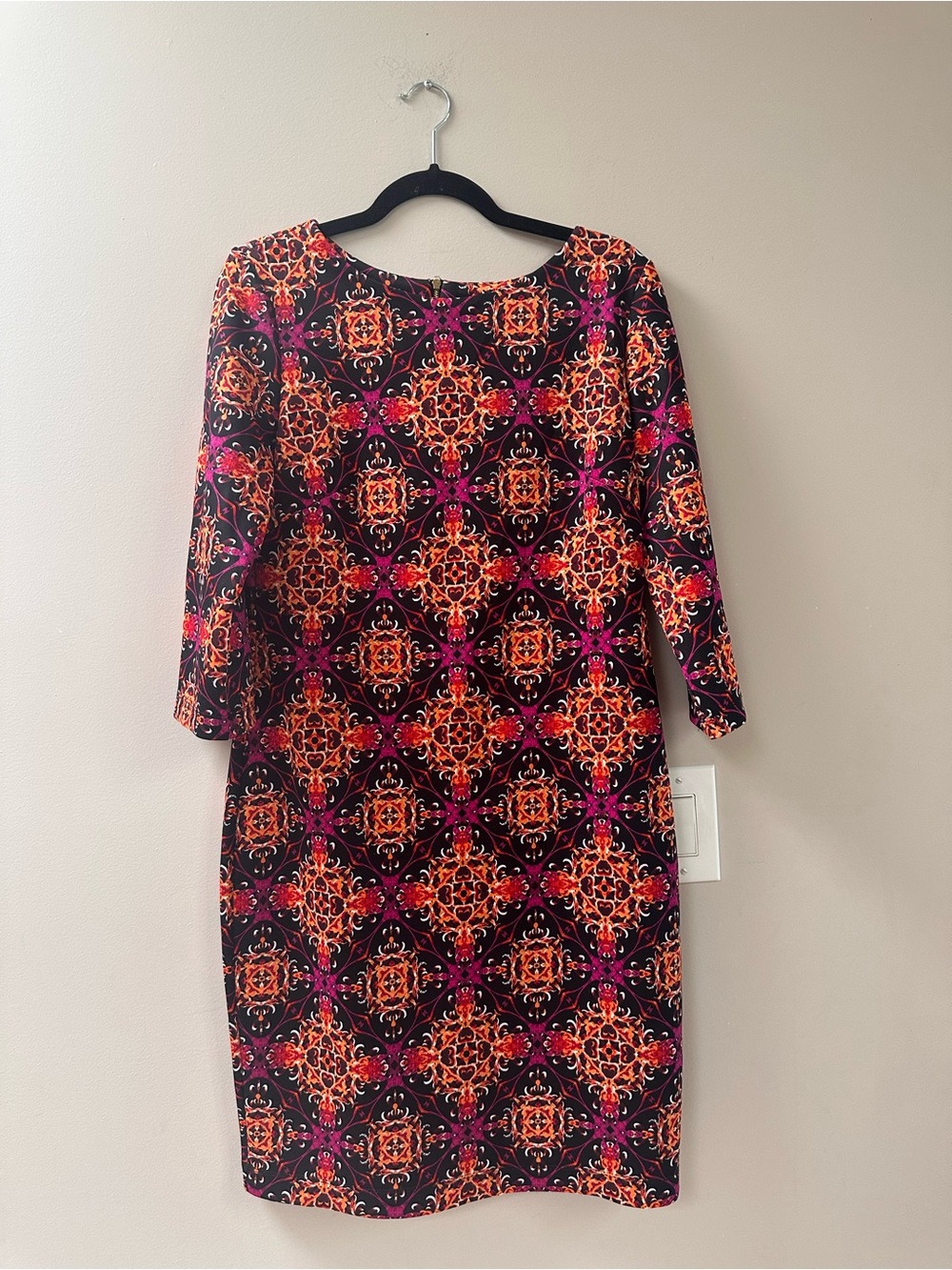 Taylor Dress with Orange & Pink Medallion Print